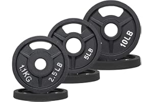 Fitvids 2-Inch Olympic Cast Iron Plate Weight Plate for Strength Training and Weightlifting, Multiple Sizes
