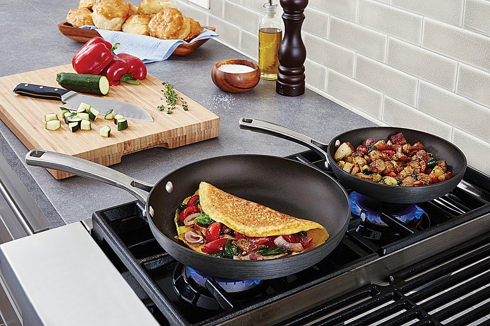 Calphalon 2 Piece Classic Nonstick Frying Pan Set, Grey: Kitchen & Dining