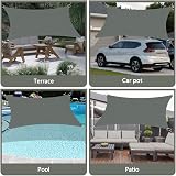 OFFCUP 3x4m Sun Shade Sail Rectangular Canopy Grey 90% UV Block 160gsm view 7