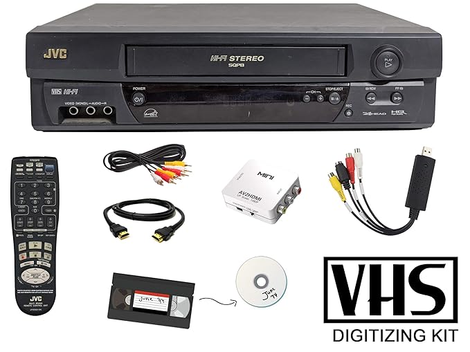Buy JVC VCR VHS Transfer Bundle w/Remote, USB Adapter, HDMI Converter