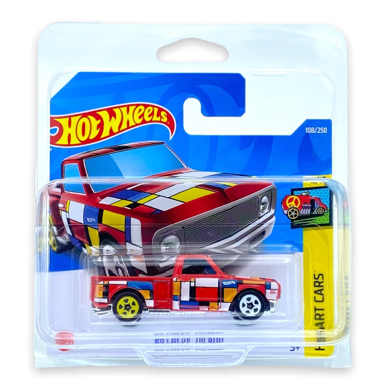 Hot Wheels '69 Chevy Pickup (Red) 4/10 HW Art Cars 2022 - 108/250 (Short Card) *** COMES IN A KLAS CAR KEEPER PROTECTIVE COLLECTORS CASE *** HCV74
