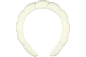 Conair Spa Makeup and Face Washing Headband, Ultra-Absorbent Microfiber Skincare Headband, Soft Terry Cloth, No-Pull Band Gentle on Hair and Head, Bubble Design, Ivory