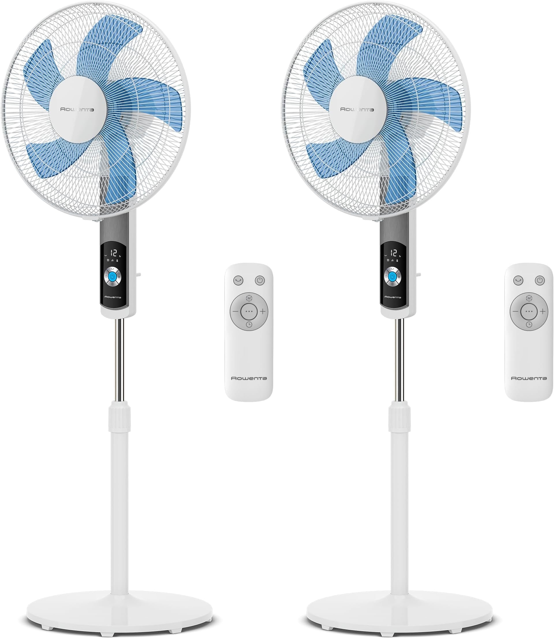 Rowenta Turbo Silence, Ventilateur sur pied, Silencieux, Puissant, Design durable, Écoénergétique, Timer 12h VU5650F0, Blanc (Lot de 2)