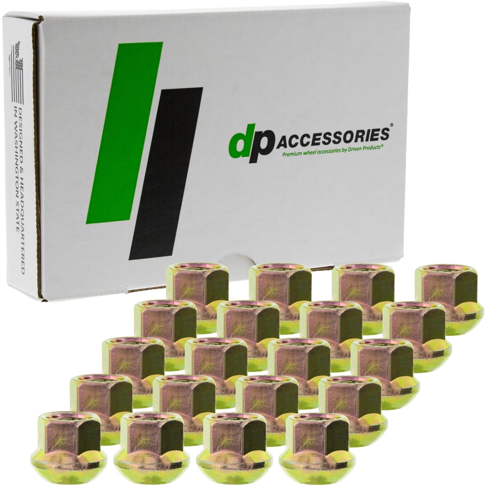 Photo 1 of DPAccessories Zinc Lug Nuts - Compatible Replacement for Porsche - N-020-112-1, 900-182-001-01 - for Factory/OEM Steel Wheels - Set of 20 - LOR2B8CZOGD05020