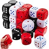 Meooeck 30 Pcs Foam Dice Toys, 1.65 Inch Fake Dice for Casino Party | Giant Soft Anxiety Relief Dice, Large Assorted Squeeze Cube with Dots for Adults Board Game, Educational Learning Gift