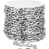 33FT Stainless Steel Paperclip Jewelry Chain Roll, 4.5MM Long and Short Link Chains Spool Bulk for DIY Jewelry Making Necklace Bracelet