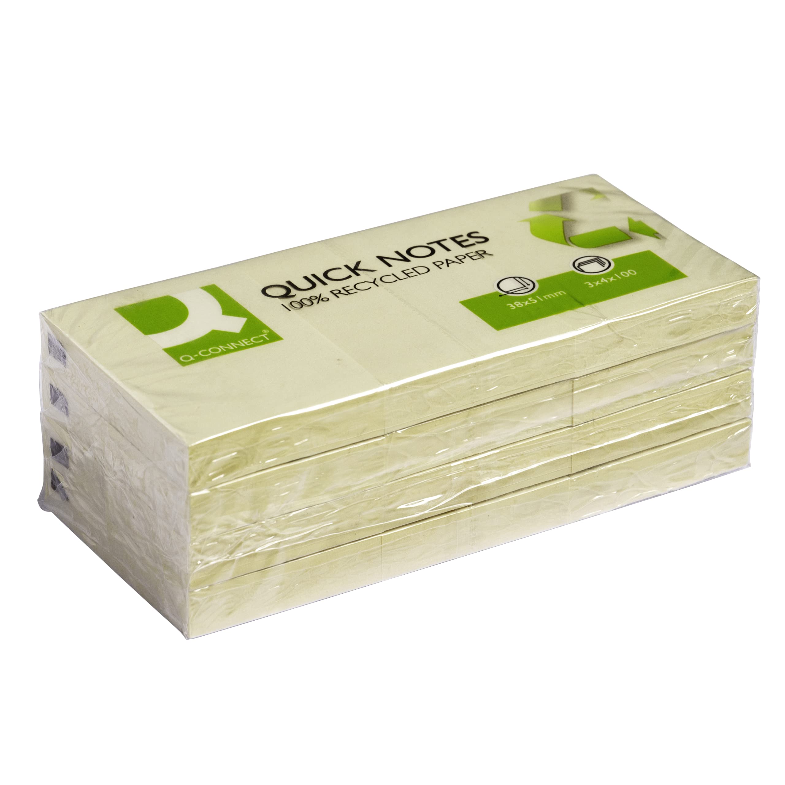 Q-Connect Quick Notes Recycled 38x51mm Yellow (Pack of 12) KF22367