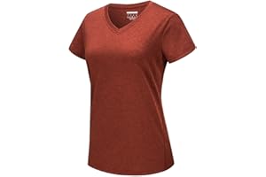 TACVASEN Women's Workout Shirts V-Neck Short Sleeve Quick Dry Hiking Running Athletic Tops
