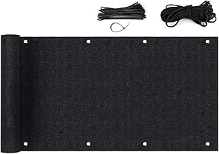 Sekey Balkon Sichtschutz Balkonabdeckung Balkonsichtschutz Balkonverkleidung Garten Windschutz Atmungsaktiv, Leicht Transparent, mit Ösen, Nylon Kabelbinder und Kordel, 75 x 300cm Schwarz