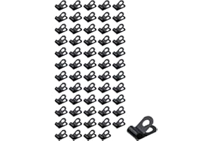 LC LICTOP R Type Cable Clamps, Galvanized Steel Clips for 5mm/0.2 Inch Pipe Tube Cord, Black Zinc Coated Metal Clamp with Screws, Hose Wire Management Fastener for DIY Electrical Installation, 60 Pcs