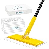 NEWE Sweeper Mop, 2-in-1 Starter Kit for Swiffer 10 Dry Sweeping Cloths and 10 Wet Mopping Pads, Disposable Duster for Cleani