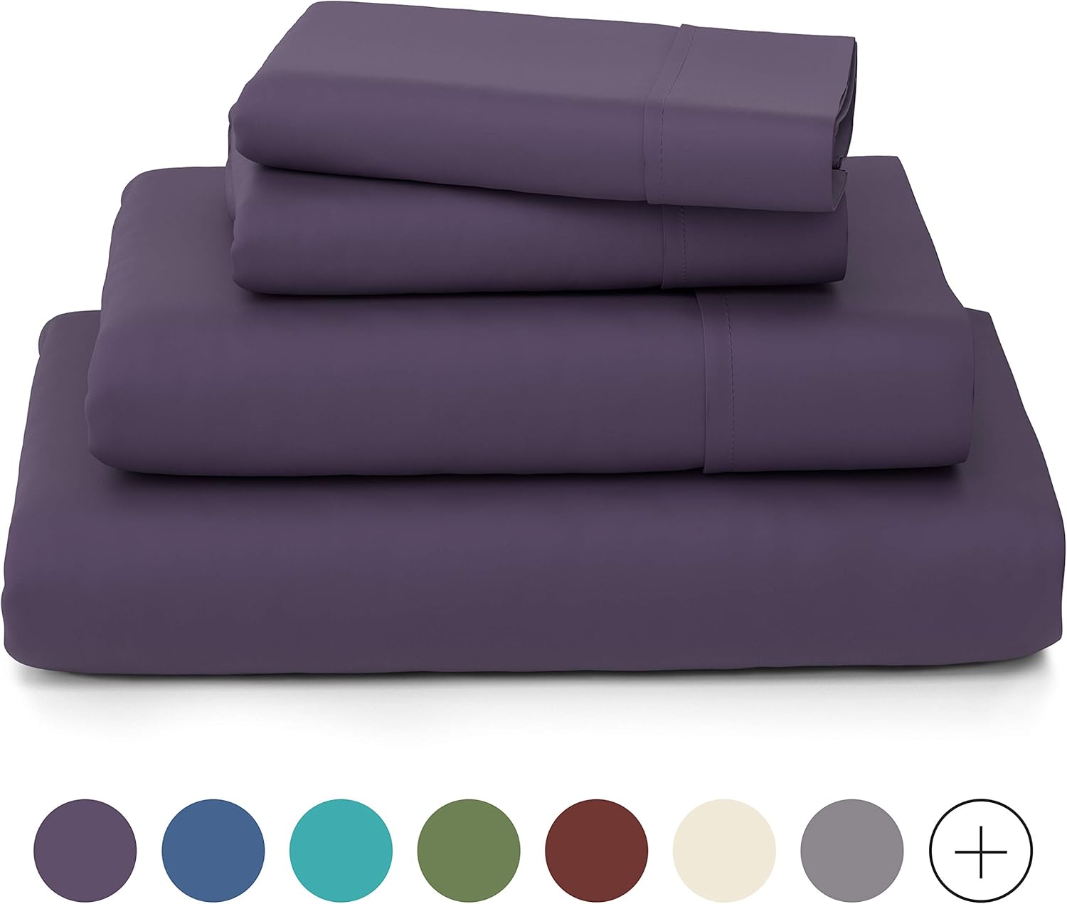 Cosy House Collection Luxury Bamboo Bed Sheet Set - Hypoallergenic Bedding Blend from Natural Bamboo Fiber - Resists Wrinkles - 4 Piece - 1 Fitted Sheet, 1 Flat, 2 Pillowcases - King, Purple: Home & Kitchen