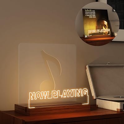 YuanDian Now Playing Vinyl Stand LED Display Wooden Acrylic Holder