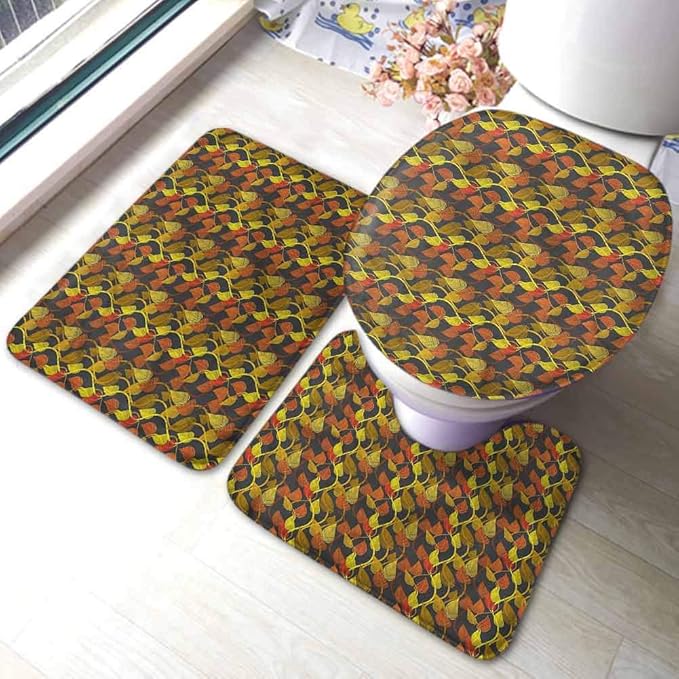 Autumn Fall Bathroom Rug Set 3 Pieces Extra Soft Luxury and