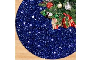 PATYDEST Royal Blue Christmas Tree Skirt Xmas Tree Skirt 36 Inch Artificial Sequin Christmas Tree Skirt Velvet Knit Tree Skirts Outdoor Santa Tree Skirt Festival Accessory Thanksgiving Tree Stand Base Cover
