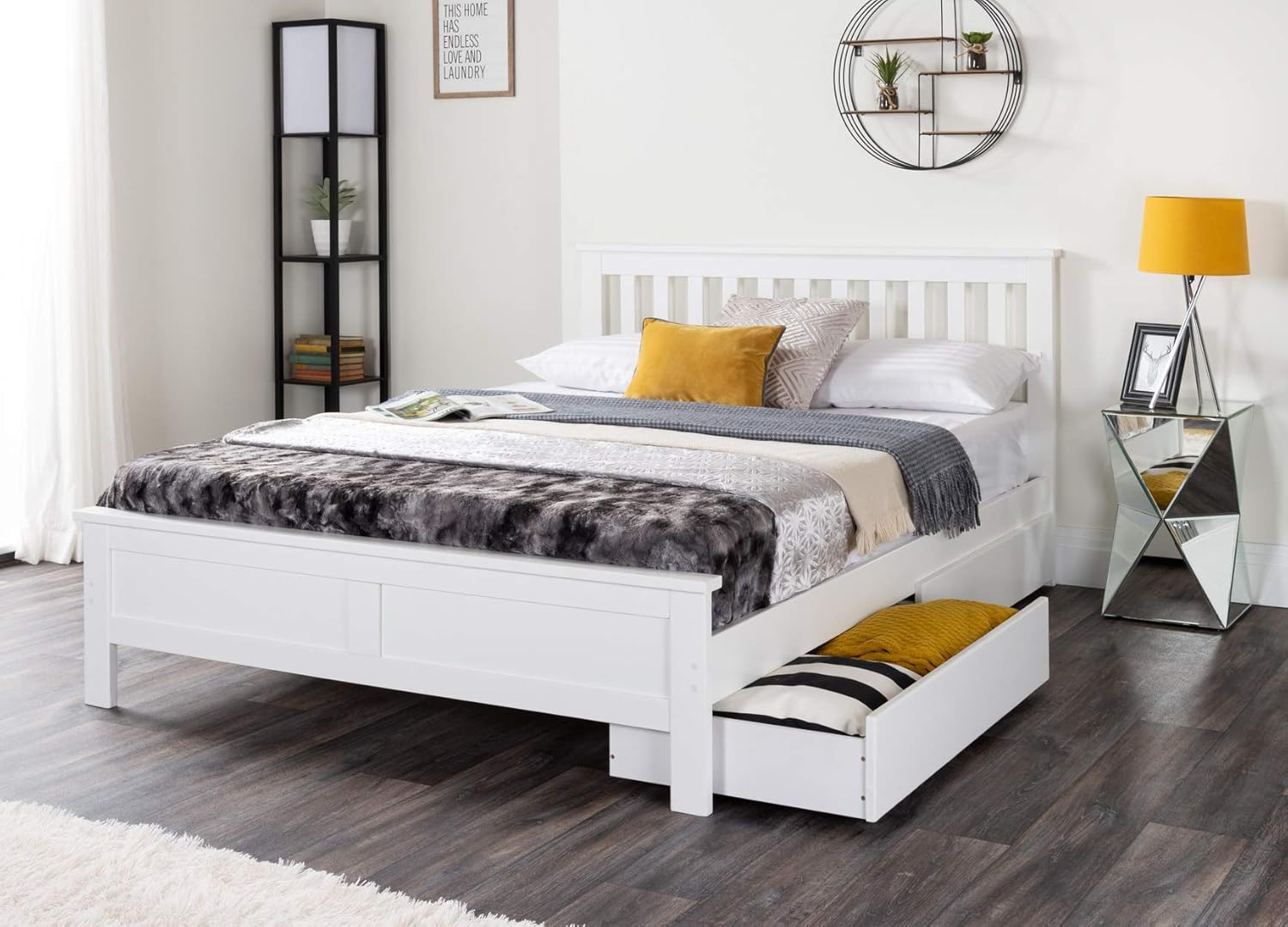 Furniturebox UK Azure White Wooden Solid Pine Quality Single Double