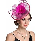 SAFERIN Elegant Women's Fascinator Hat with Veil and Feather Hair Clip Headpiece for Weddings Tea Party