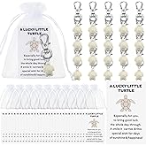 Landical Travel Turtle Keychain Bulk Good Luck Small Sea Turtle Keychain Positive Inspirational Charm Gifts with Organza Bag