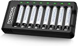 POWEROWL 8 Pcs 1000mAh AAA Rechargeable Batteries and 8 Bay Charger