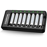 Rechargeable AAA Batteries with Charger, POWEROWL Advanced Individual Cell Battery Charger, High Capacity Low Self Discharge