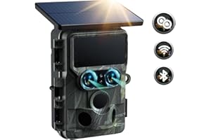 VOOPEAK 2025 Updated Trail Camera Solar Powered, Starlight Night Vision Dual Lens 60MP 4K 30FPS WiFi Bluetooth Game Hunting Cameras with IMX458 Sensors 0.1S Trigger Deer Cam for Outdoor Wildlife Monitoring