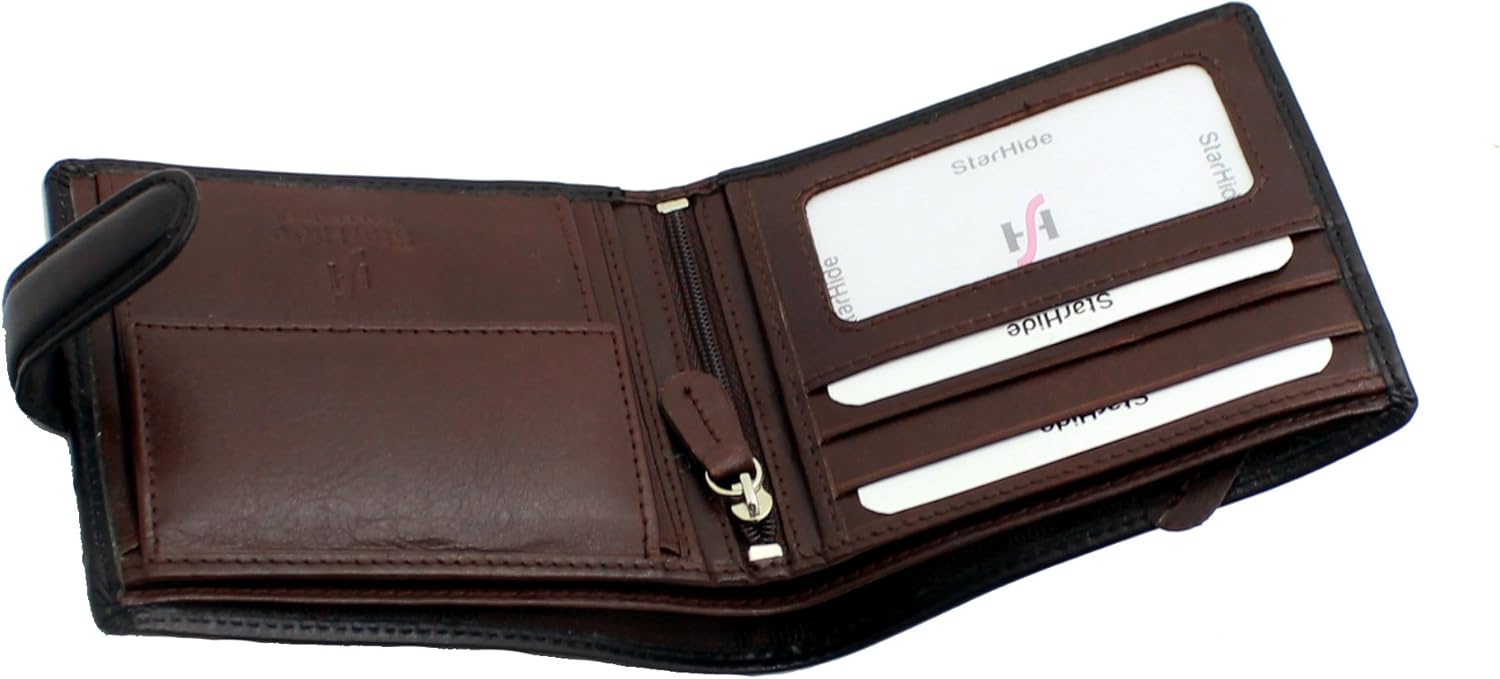 STARHIDE Essentials Slim Genuine Leather Billfold Wallet for Men, RFID Blocking, Slim Bifold Design with Coin Pocket - Image 5