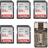 SanDisk 64GB SDXC Memory Card Bundle | All-in-One High-speed card reader, (6 items)
