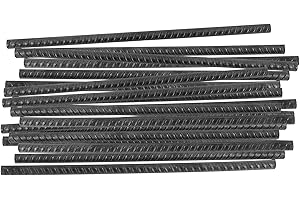 KOHAND 16 PCS 15 Inch Black Ground Rebar Stakes, Heavy Duty Hook Ground Anchors Stakes, Straight Metal Stakes for Concrete Forming, Camping Tent, Plant Stakes, 3/8” Thick