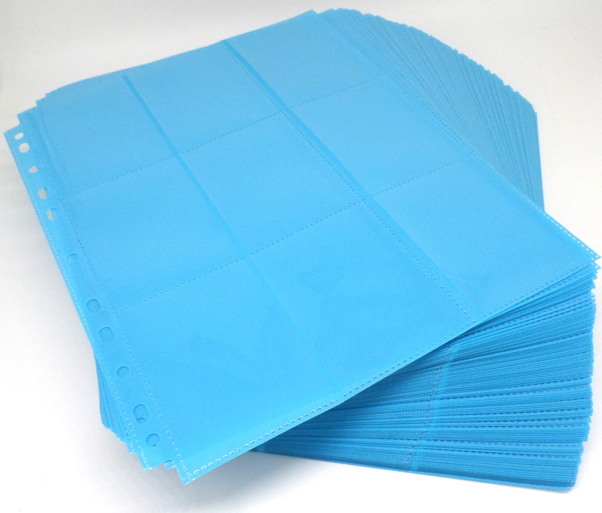 docsmagic.de 100 18-Pocket Pages Light Blue - Sideloading - 11 Holes - MTG PKM YGO