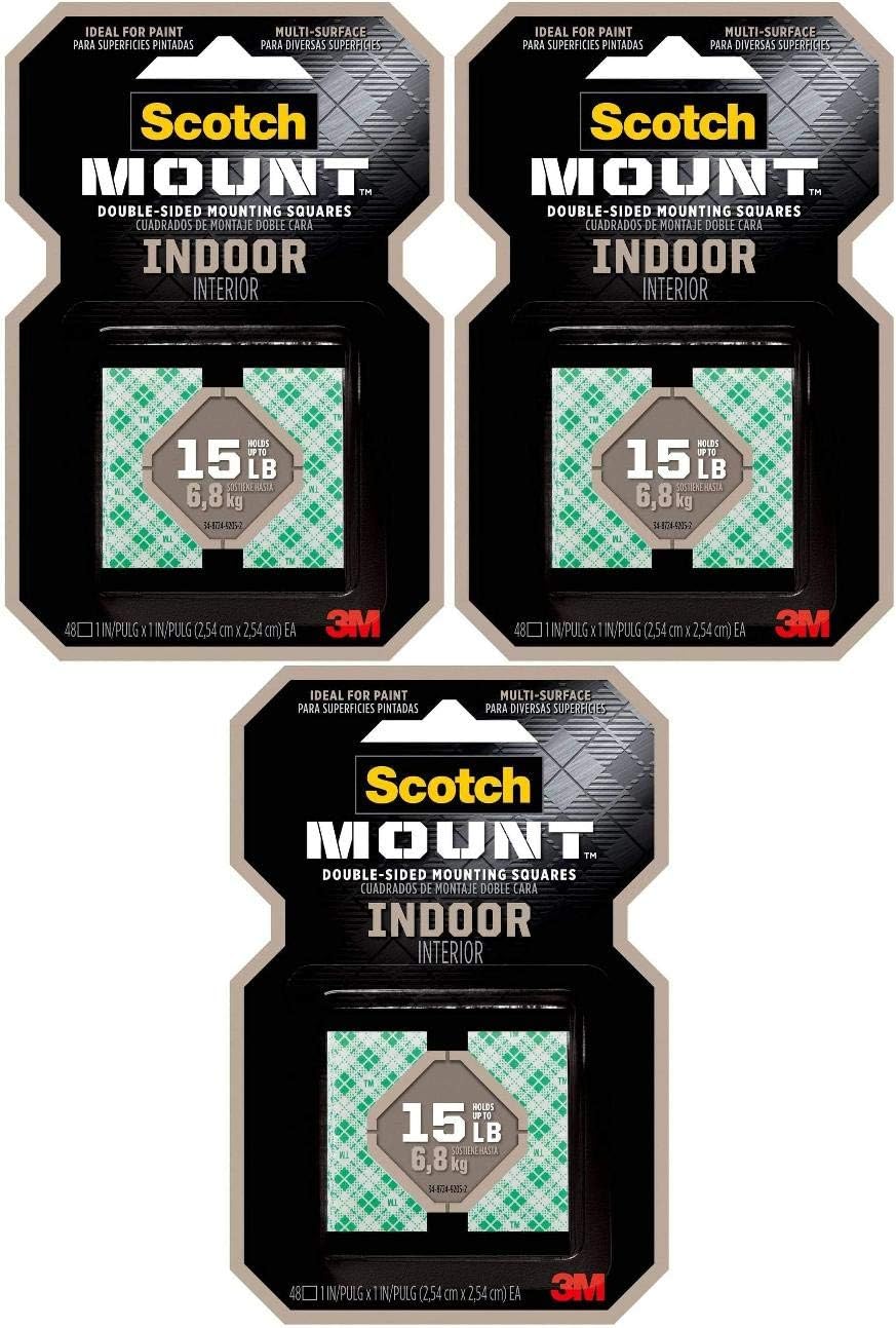 Scotch Indoor Mounting Squares, 1-inch x 1-inch, White, 48-Squares (311P): Home Improvement