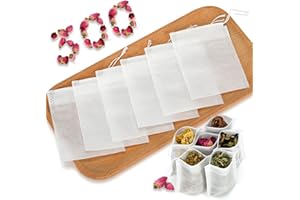 TOINSIX 300Pcs Disposable Tea Bags for Loose Leaf Tea, Empty Tea Filter Bags with Cotton Drawstring, Fillable Tea Infuser Sachets for Loose Tea, Coffee, Herb, Spice and More (3.54"x 2.75")