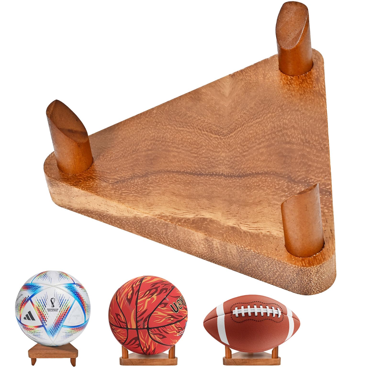 Photo 1 of CRNHIGY Ball Racks, Soccer Racks, Basketball , Volleyball Souvenir Display , made of walnut wood