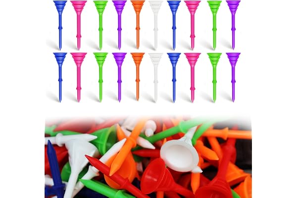 Golf Tees Plastic 3 1/4 inch 30/60 /120 Pack Bulk Big Cup Unbreakable, Reduce Friction Side Spin Dur