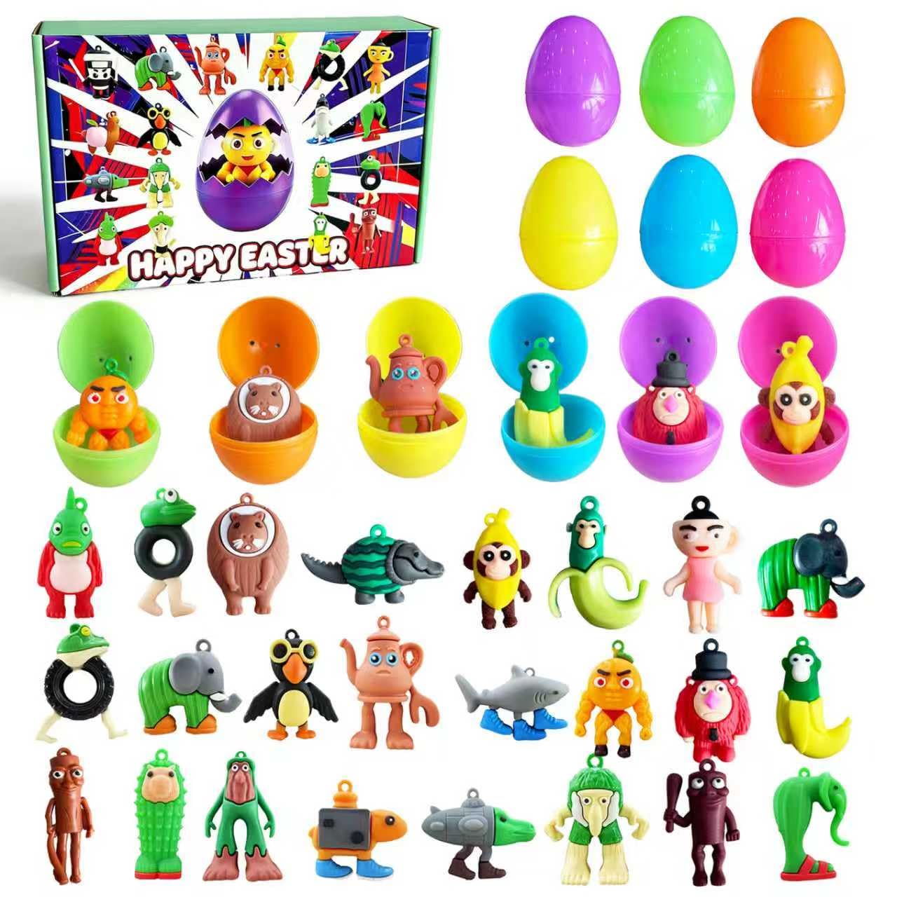 GIHNJSI 24 Pack Pre-filled Easter Eggs with Weird & Funny Meme Toys – Made of Soft Silicone, Italian Design Inspired Collectibles, Easter Basket Stuffers & Egg Hunt Prizes for All Ages (Non-Candy)