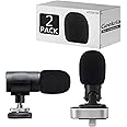 Geekria for Creators Foam Windscreen Compatible with Shure MV88, MV88+ Microphone Antipop Windshield, Mic Wind Cover, Sponge Foam Filter (Black / 2 Pack)