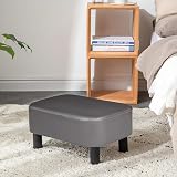 IBUYKE 16.54 Inch Small Footstool PU Leather Ottoman Gray RF-BD211-C view 3