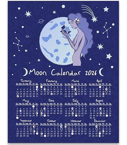 Amazon.com: Moon Calendar Lunar 2026 Poster, 12x18