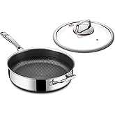 KOBACH 5.5 Quart Stainless Steel Deep Frying & Sauté Pan with Lid, Stay-Cool Handle, Induction Compatible, Oven & Dishwasher Safe, for All Cooktops