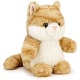 PEACH CAT Cat Stuffed Animal Cute Kitten Plushies Small Plush Toys Gifts for Kids Yellow (Squeaky)