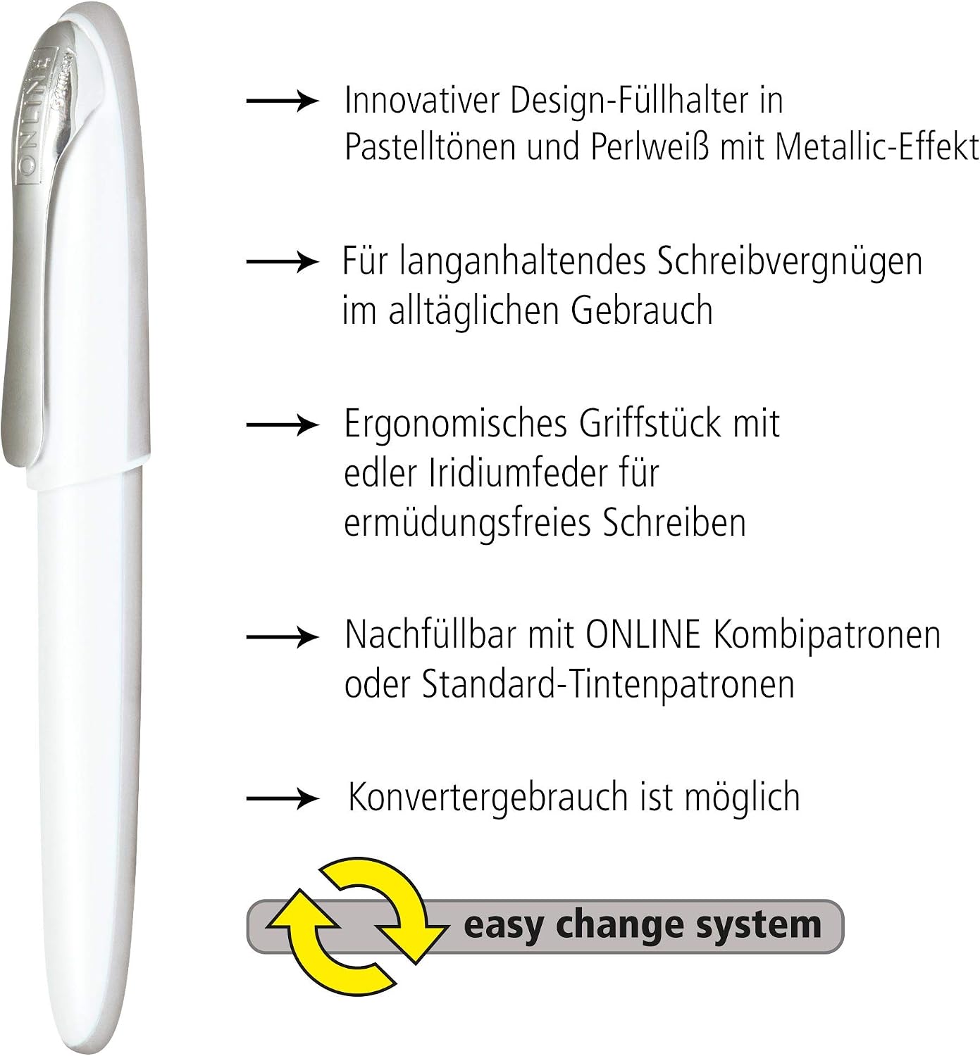 Online Ink Cartridge Rollerball Pen Air Pastel Silver - Image 3