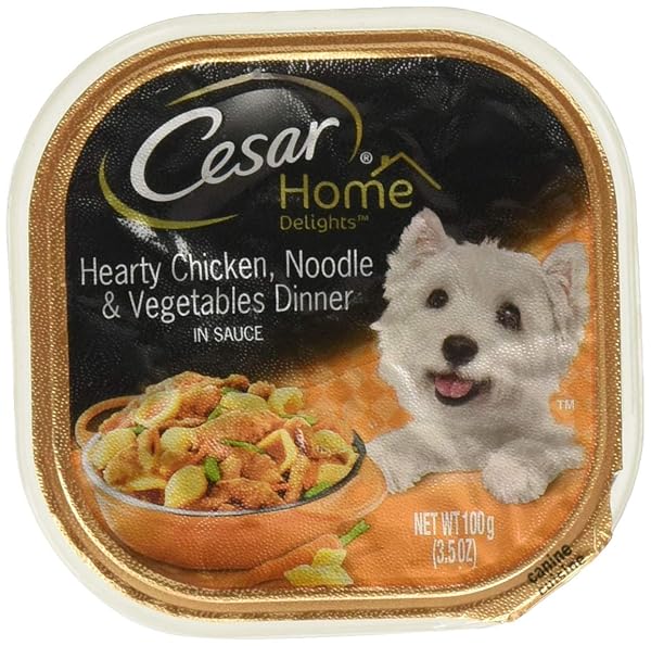 CESAR HOME DELIGHTS CANINE CUISINE HEARTY CHICKEN, NOODLE & VEGETABLE DINNER IN SAUCE