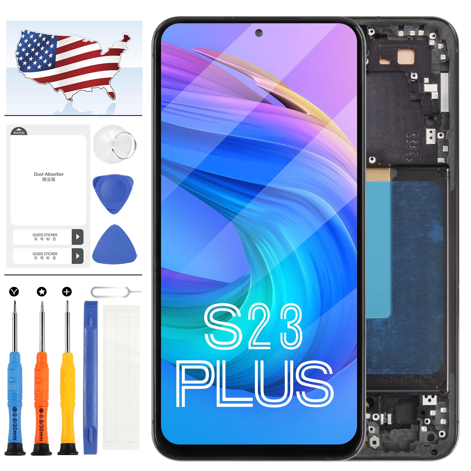 Photo 1 of TFT for Samsung Galaxy S23+ Plus 5G Screen Replacement,for Samsung S23 Plus S916 LCD Screen SM-S916U S916A S916W LCD Display Touch Digitizer Assembly with Frame [US Version,No Fingerprint] (Black)
