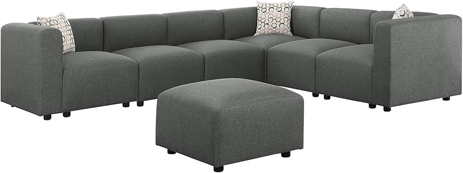 Amazon Com Benjara Fabric Upholstered Sectional Sofa Set With