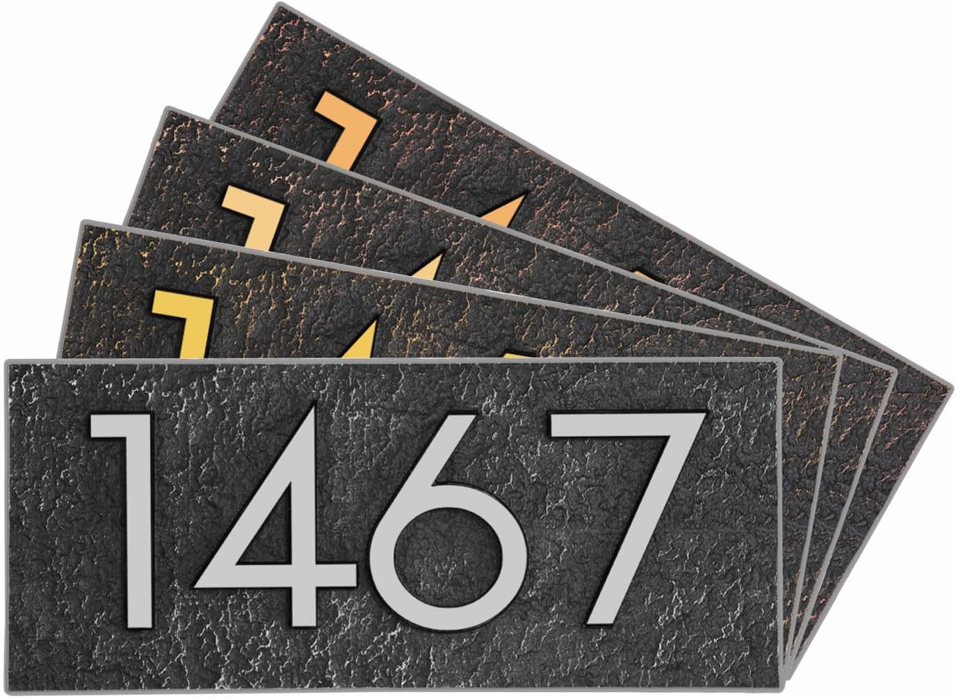 Plaques & Wall Art - Address Plaque Aluminum - Personalized Address Sign,House Number Sign Plaque,House Numbers for Outside,Made of Metal 1/4‘’ Thick Clear Font,4 Colors 911 Visibility 9.8''' x 4.1‘’ (Silver)