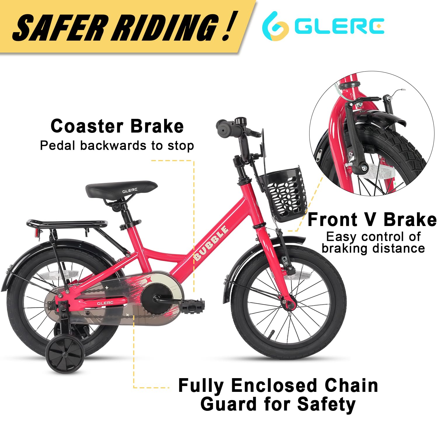 Fantacy Kids Bike, 12-20 Inch Children Bicycle for 2-13 Years Old Boys Girls, Kids Bicycle with Water Bottle Holder & Headlight & Training Wheels, Multiple Colors