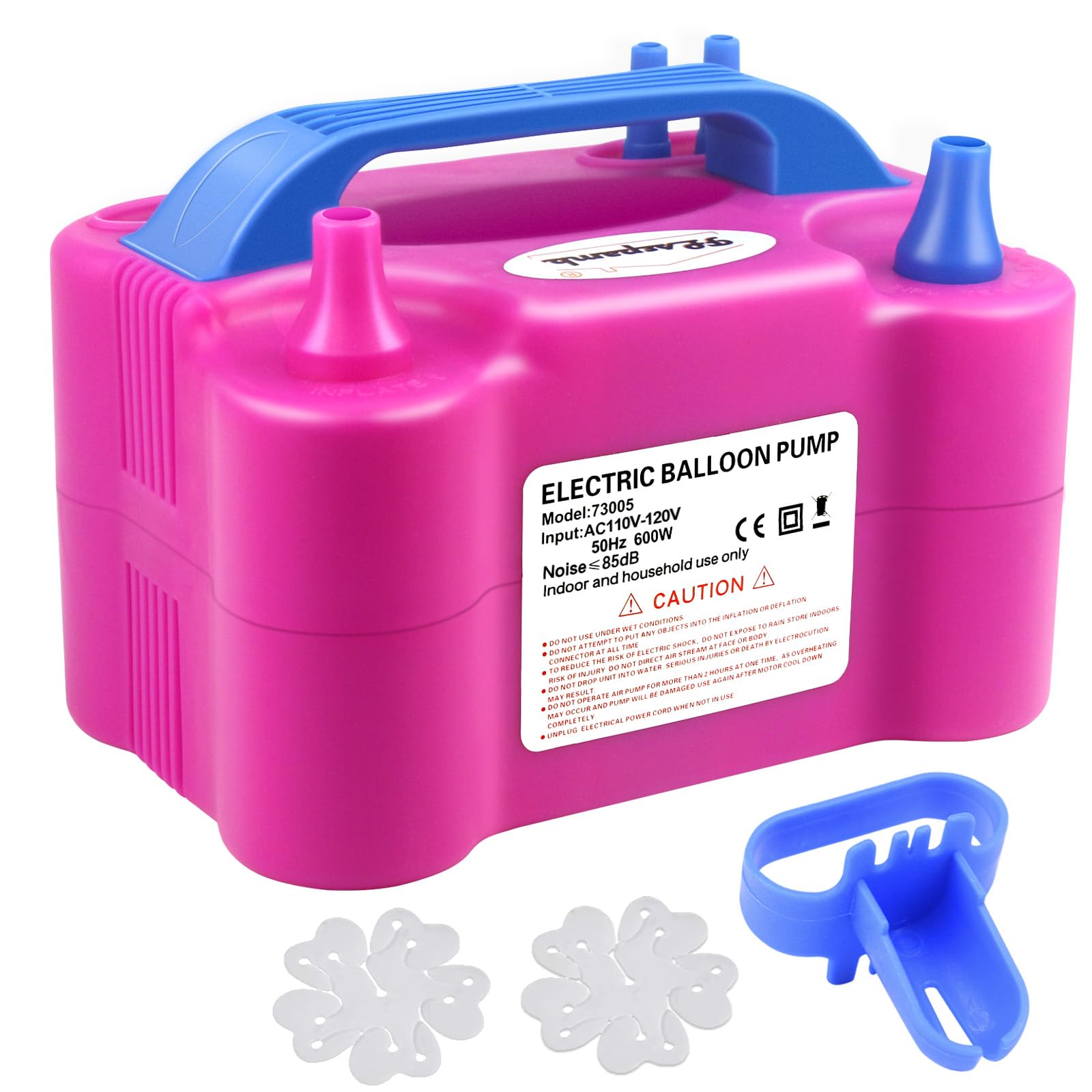 Electric Balloon Pump, Portable Dual Nozzle Electric Balloon Blower Pump, Electric Balloon Inflator For Decoration, Party Wedding Graduation (110V 600W) (White