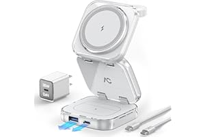 5-in-1 Wireless Charger for MagSafe, AC ISLAND Portable Travel Charging Station, 35W Max Fast Foldable Magnetic Stand, Evolved for iPhone 17-12 & Air Series, Apple Watch, AirPods (with 35W Adapter)