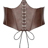 SUOSDEY Lace up Corset Belts for Women Wide Elastic Renaissance Underbust Corset Waist Belt for Halloween Pirate Costume