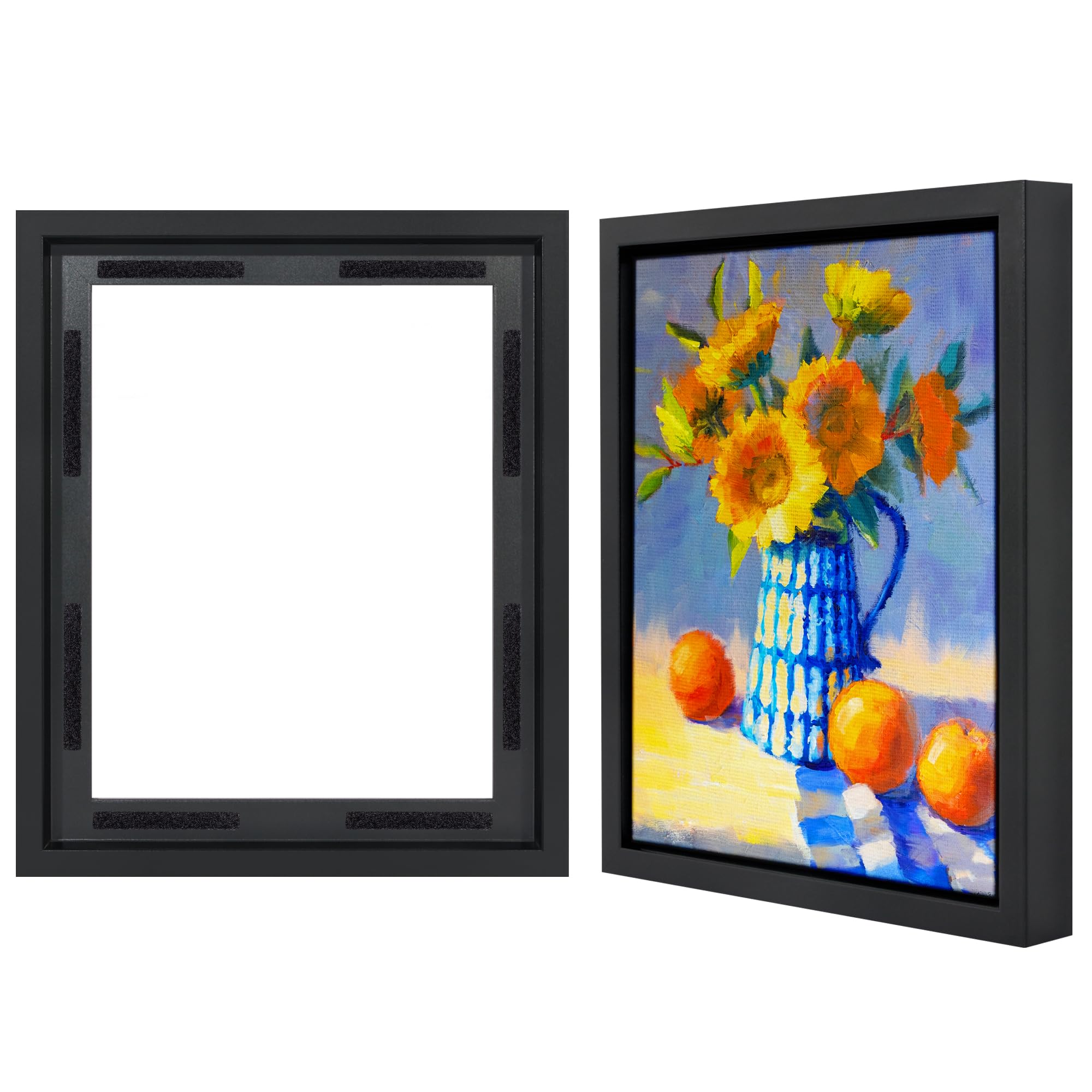 Photo 1 of Americanflat 11x14 Canvas Floating Frame with Adhesive Strips Included - Vertical and Horizontal Floating Frame for Artwork - Canvas Frames for Wall Display - Black