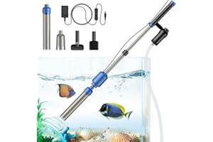 bedee Electric Aquarium Gravel Cleaner, Fish Tank Vacuum Gravel Cleaner, 6 in 1 Automatic Aquarium Vacuum Cleaner Kit for Water Changing & Wash Sand with Adjustable Water Flow, DC 12V, 18W【Blue】